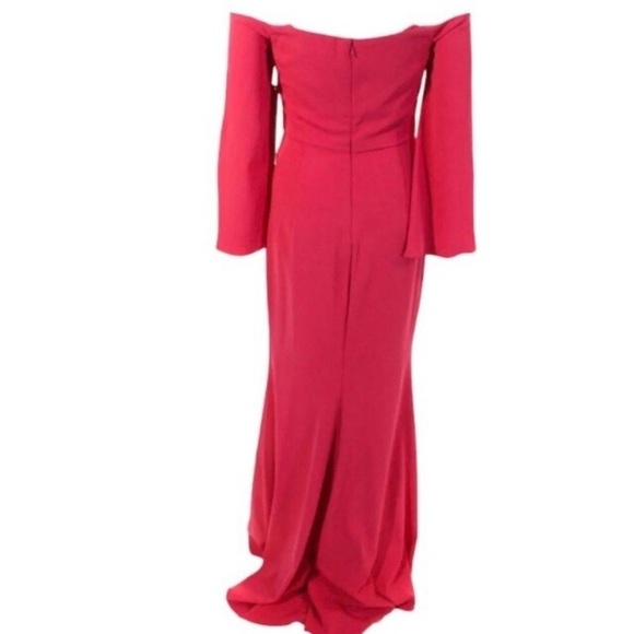NWT Badgley Mischka Off Shoulder Formal Maxi Dress Gown Size 2 Coral - Picture 3 of 13